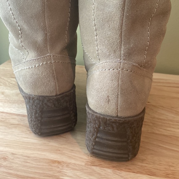 Steve Madden Suede Platform MICKI Tall Boots Knee high Geometric Stitch Detail - Picture 7 of 15